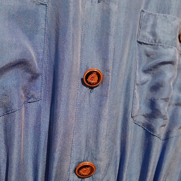 Vintage 80s Saks Fifth Ave 100% Silk Blue Pant JumpSuit Womans Small Retro Punk - Picture 12 of 12